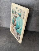 Photo sur bois chien sur Vespa 20x30cm