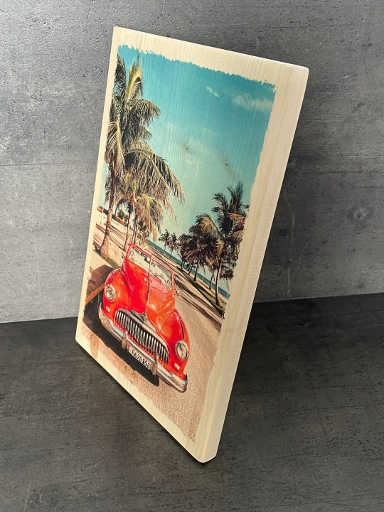 Photo sur bois voiture Cuba 20x30cm