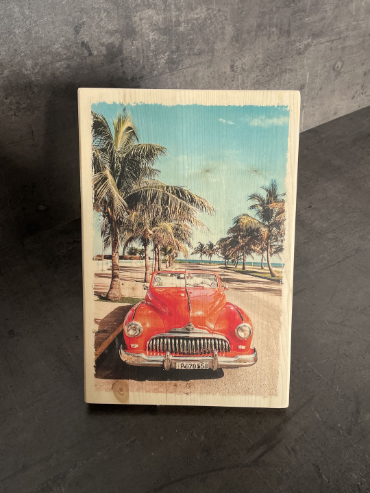 Photo sur bois voiture Cuba 20x30cm