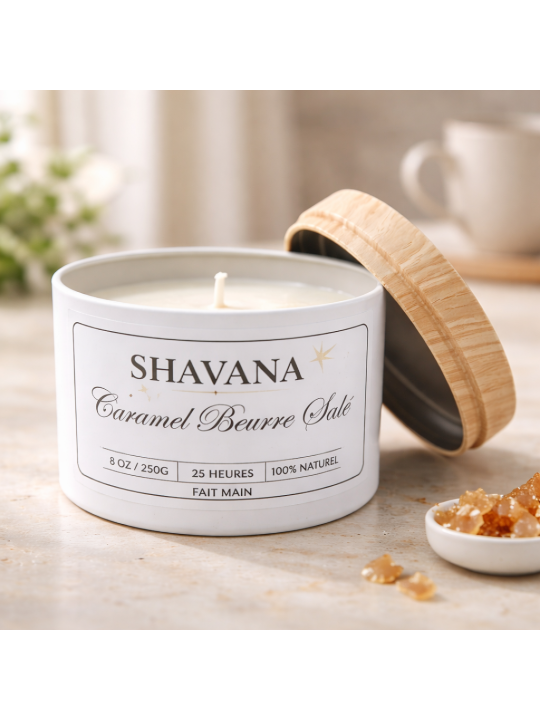 Bougie Caramel Beurre Salé - Pot Blanc