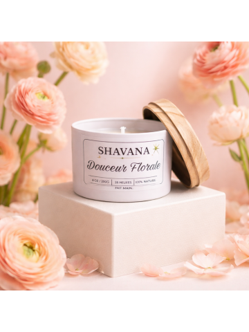 Bougie Douceur Florale - Pot Blanc