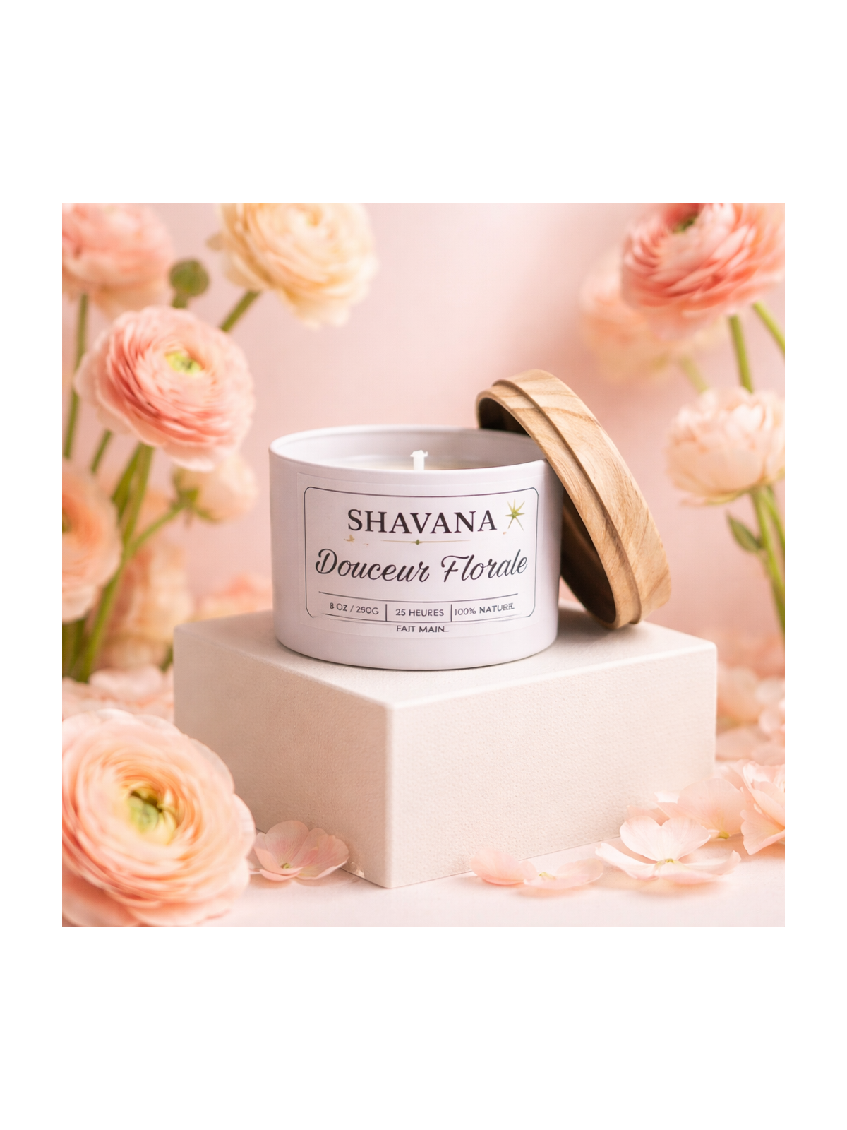 Bougie Douceur Florale - Pot Blanc