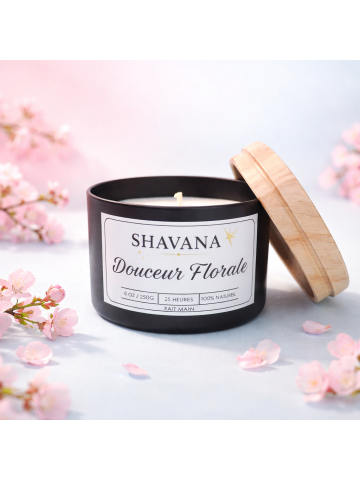 Bougie Douceur Florale - Pot Noir