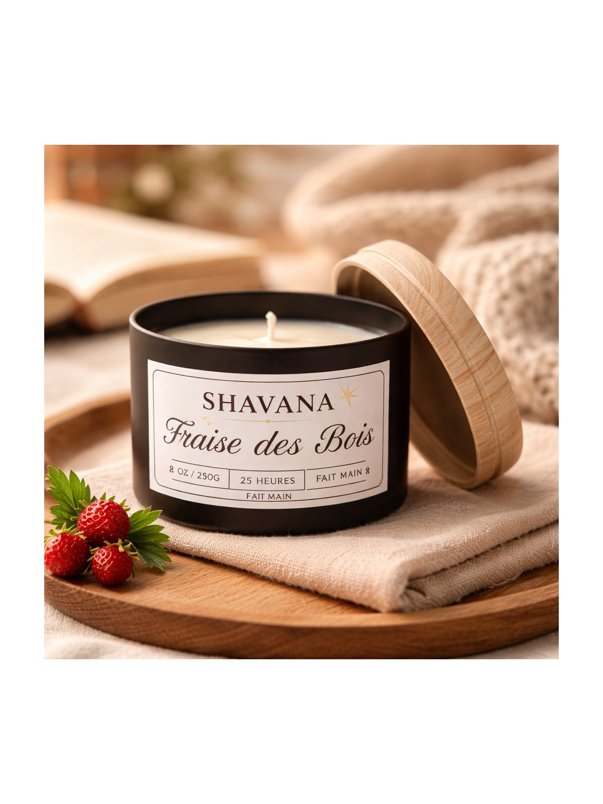 Bougie Fraise des Bois - Pot Noir