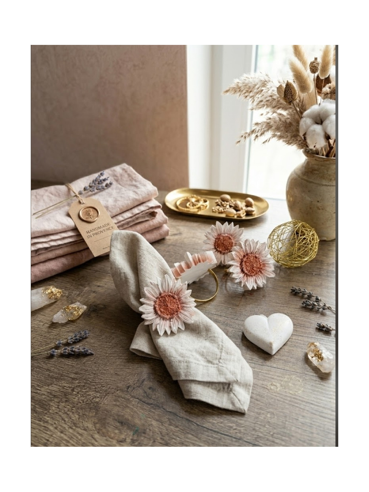 Ronds de serviette artisanaux en résine | Décoration de table bohème | KR-Déco