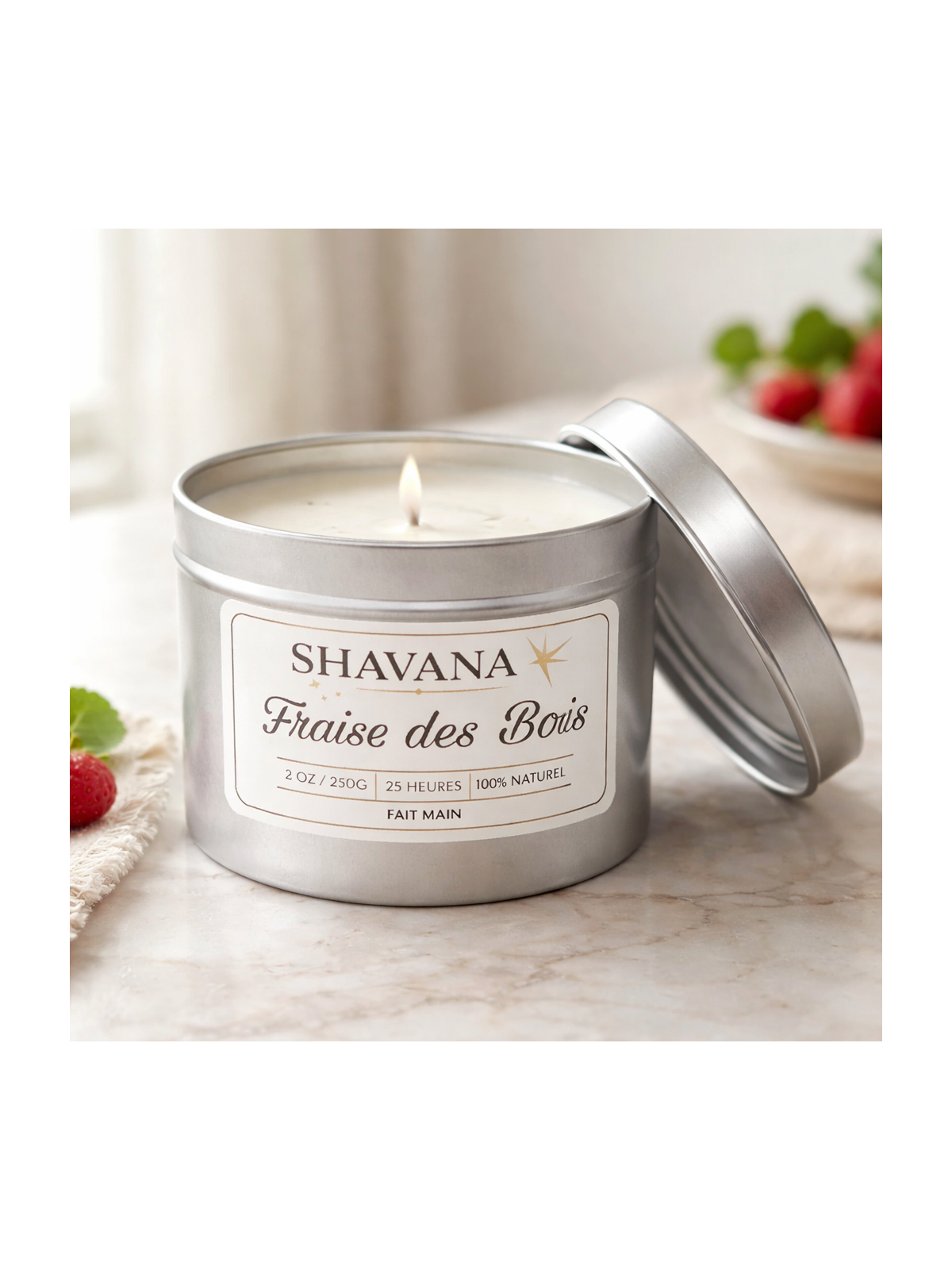 Bougie Fraise des Bois - Pot Gris