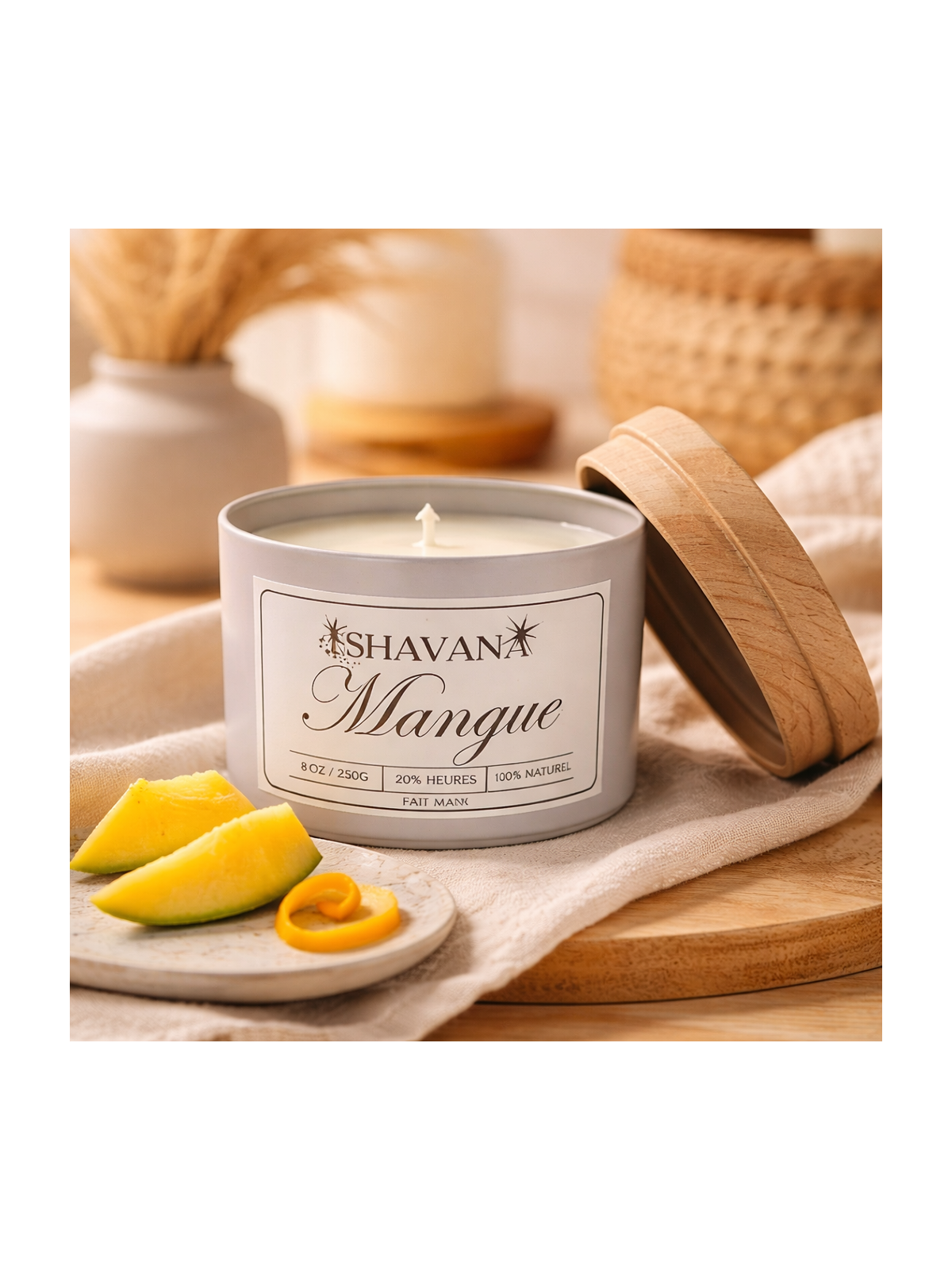 Bougie Mangue - Pot Blanc