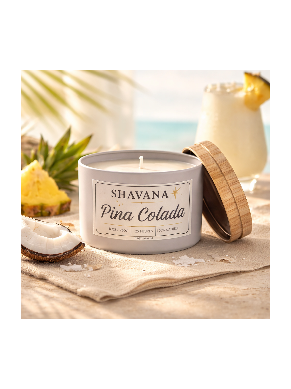 Copie deBougie Pina Colada - Pot noir