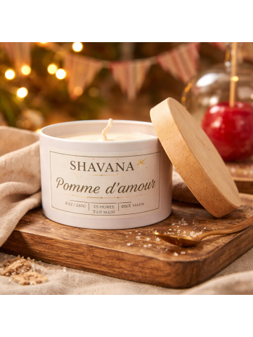 Bougie Pomme d'Amour - Pot Blanc