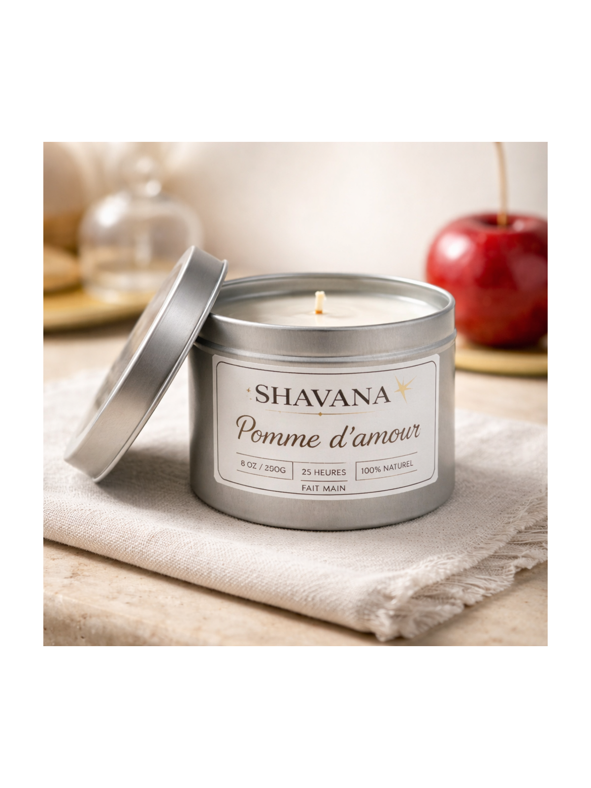 Bougie Pomme d'Amour - Pot Gris