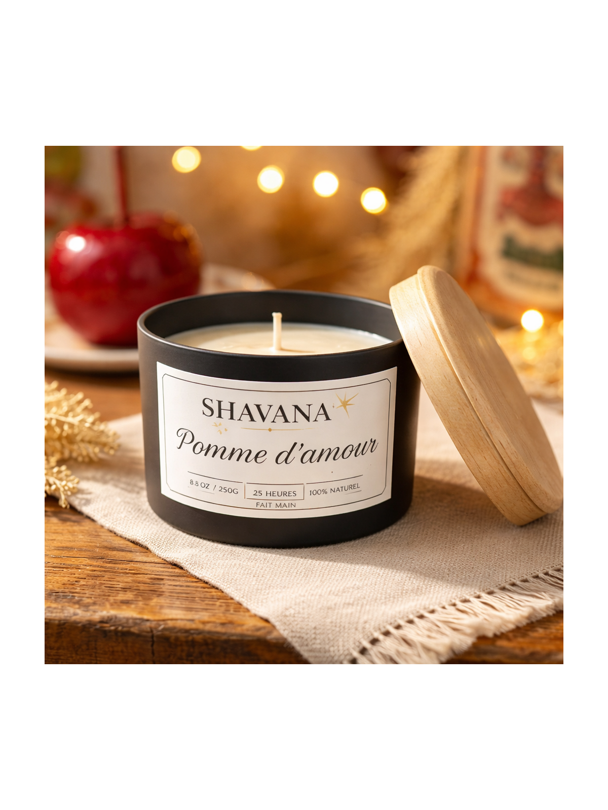Bougie Pomme d'Amour - Pot Noir