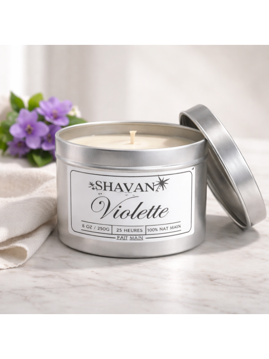 Bougie Violette - Pot Gris