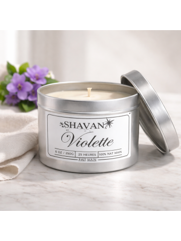 Bougie Violette - Pot Gris