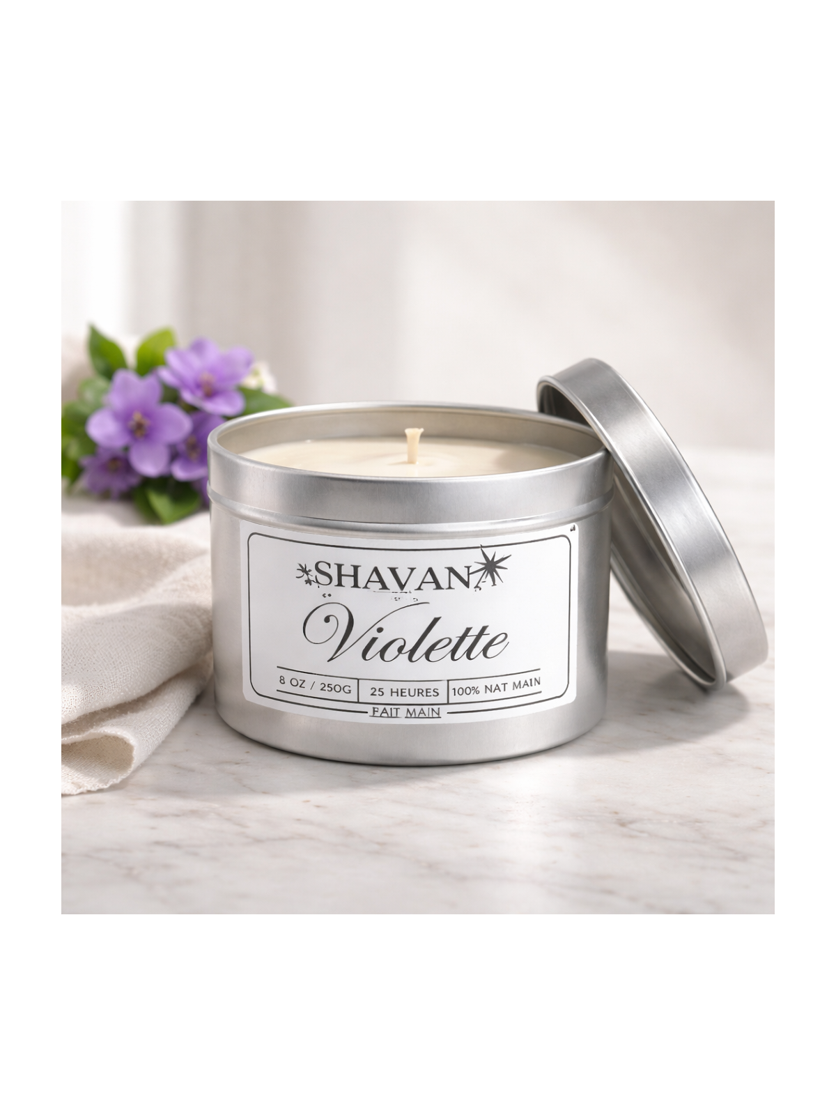 Bougie Violette - Pot Gris