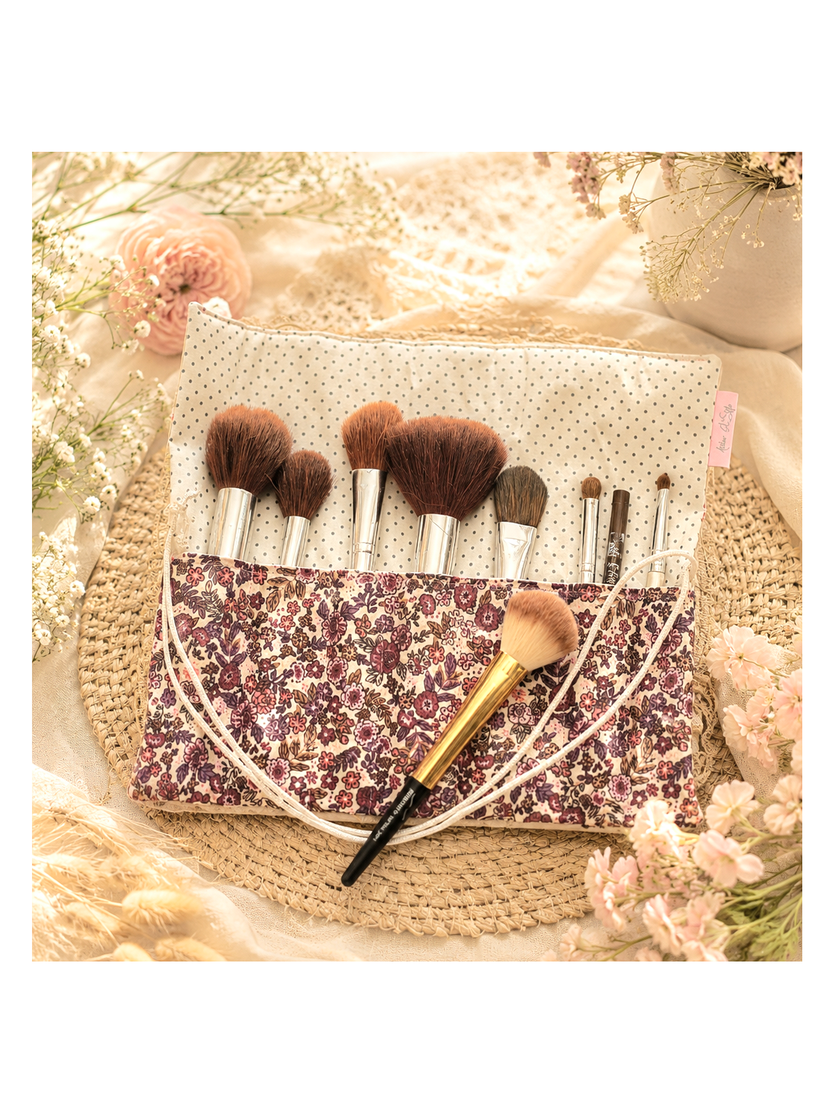 Pochette à pinceaux de maquillage, trousse à rouler