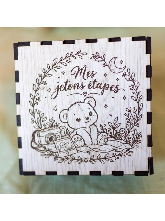 Jetons étapes bébé en bois – Coffret 12 mois | Avalenn Créations