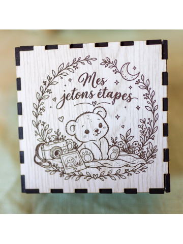 Jetons étapes bébé en bois – Coffret 12 mois | Avalenn Créations