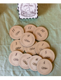 Jetons étapes bébé en bois – Coffret 12 mois | Avalenn Créations