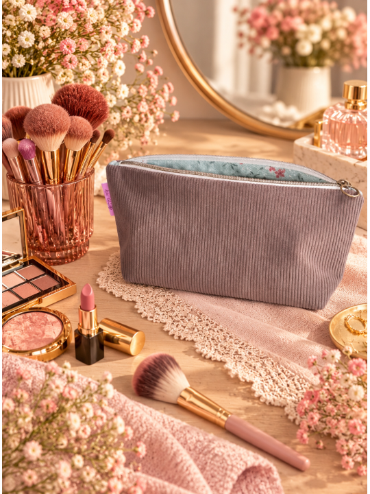 Trousse en velours côtelé