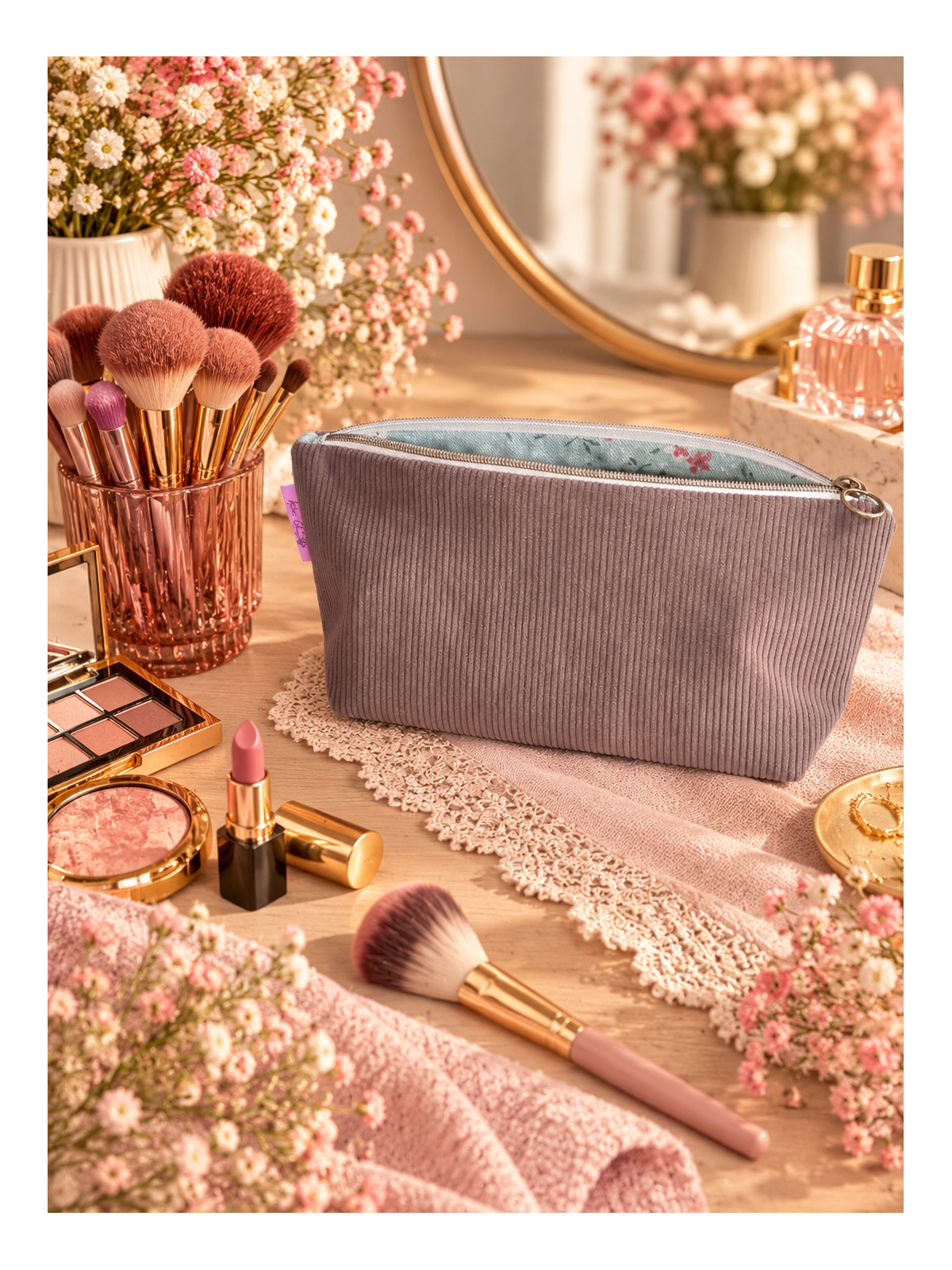 Trousse en velours côtelé
