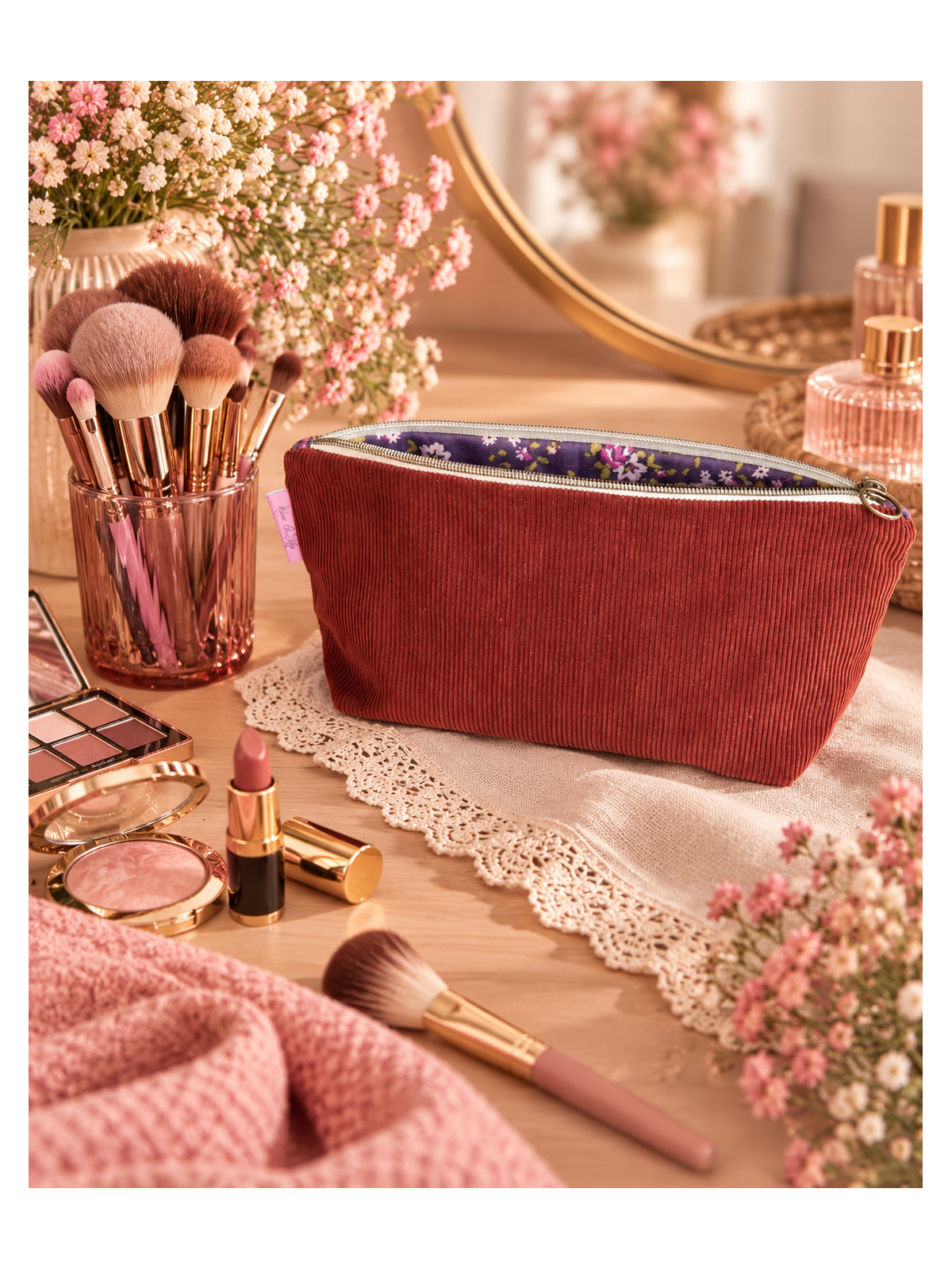 Trousse en velours côtelé