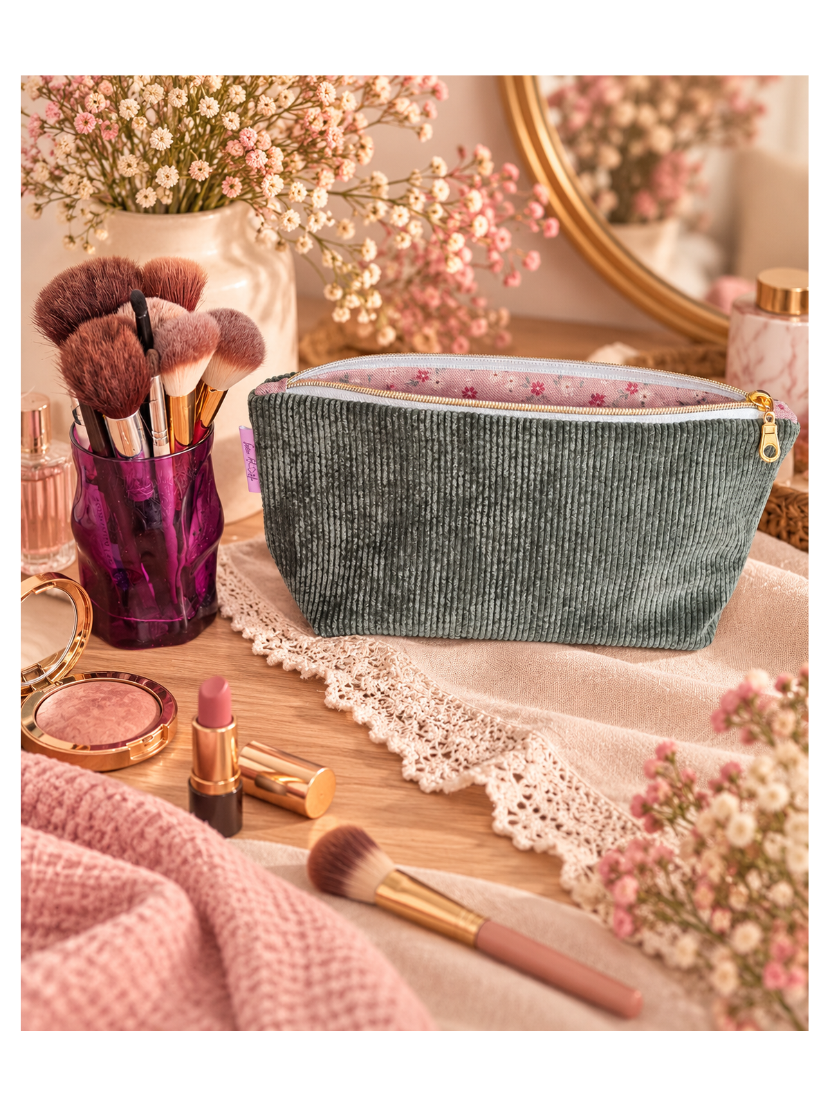 Trousse en velours côtelé