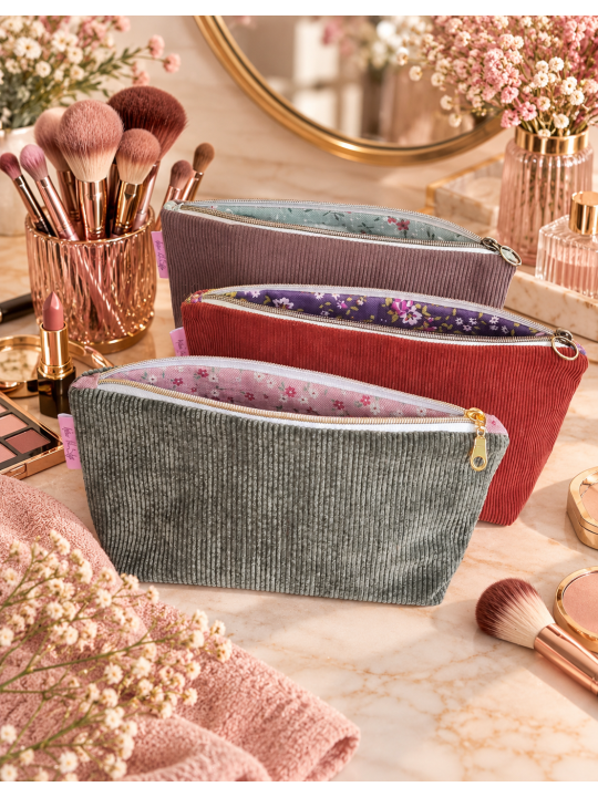 Trousse en velours côtelé