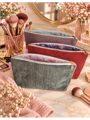 Trousse en velours côtelé