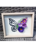 Cadre papillon fleuri violet 