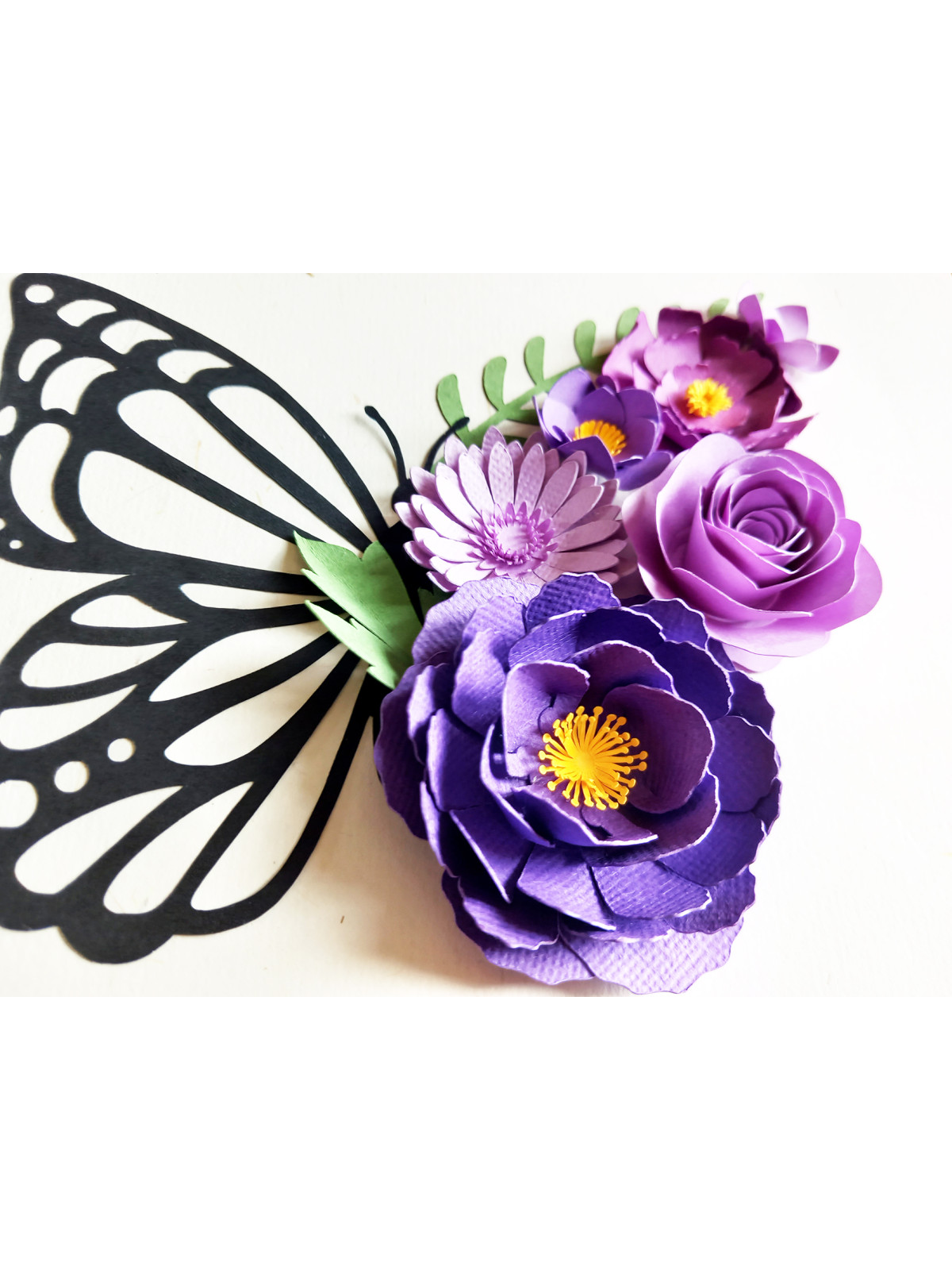 Cadre papillon fleuri violet 