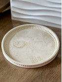 Grand plateau rond marbré beige 
