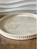 Grand plateau rond marbré beige 
