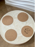Grand plateau rond marbré beige 