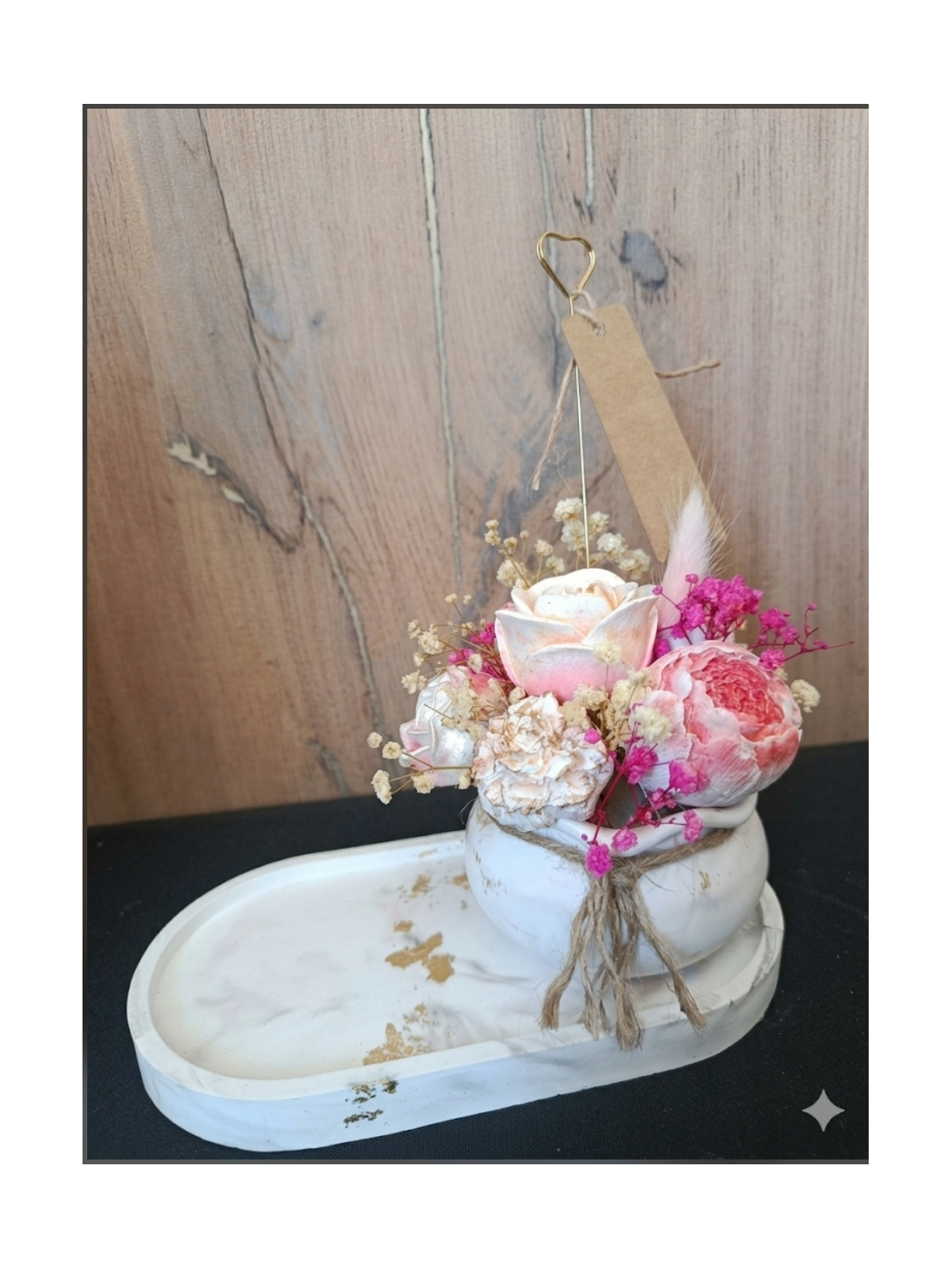 Le Duo Floral Éternel – Pot, Plateau & Son Bouquet