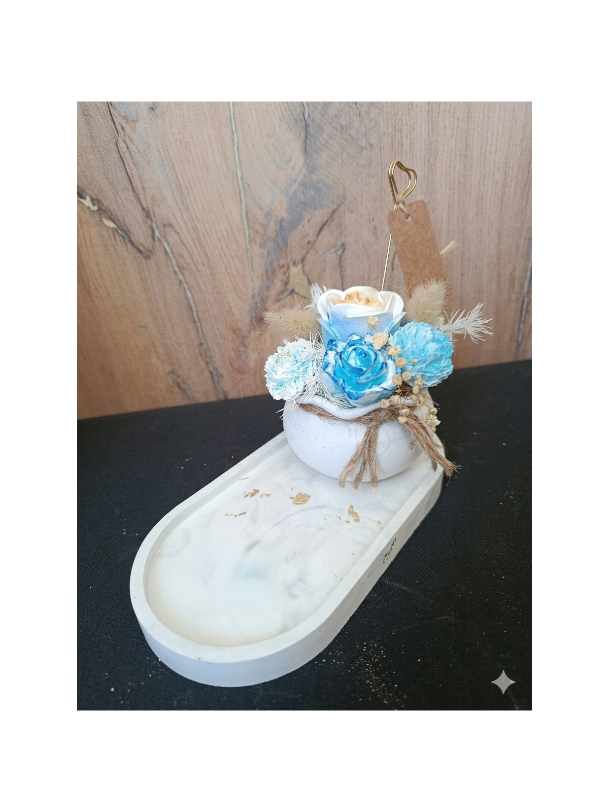 Le Duo Floral Éternel – Pot, Plateau & Son Bouquet
