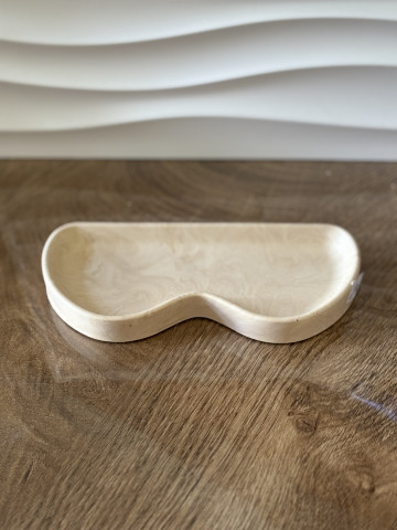 Support de lunettes arrondi marbré beige 