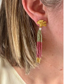 Boucles d'Oreilles Ginkgo et Franges Miyuki