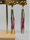 Boucles d'Oreilles Ginkgo et Franges Miyuki
