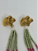 Boucles d'Oreilles Ginkgo et Franges Miyuki