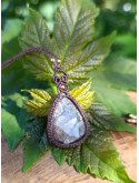 collier micromacramé pierre agate fossile