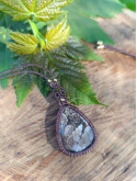 collier micromacramé pierre agate fossile