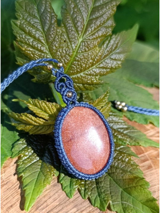 collier micromacramé pierre aventurine multicolore