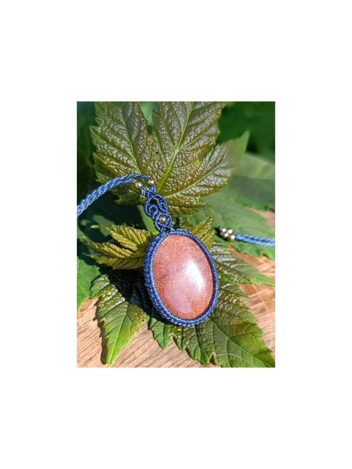 collier micromacramé pierre aventurine multicolore