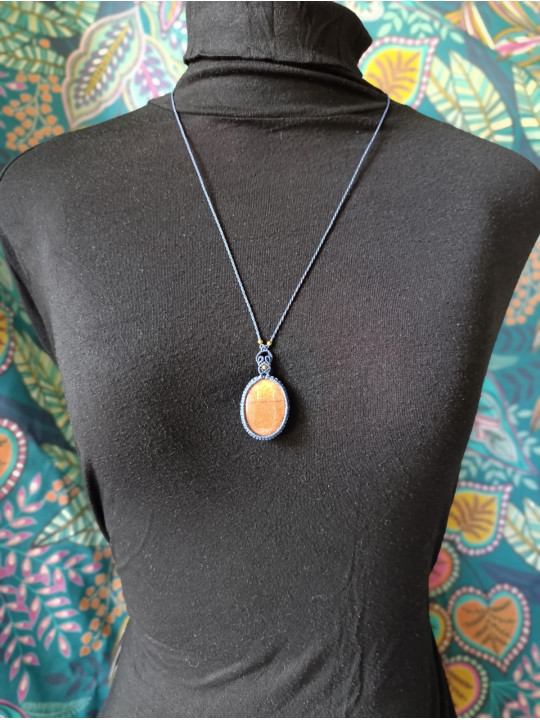 collier micromacramé pierre aventurine multicolore