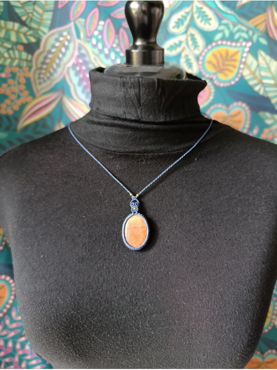 collier micromacramé pierre aventurine multicolore
