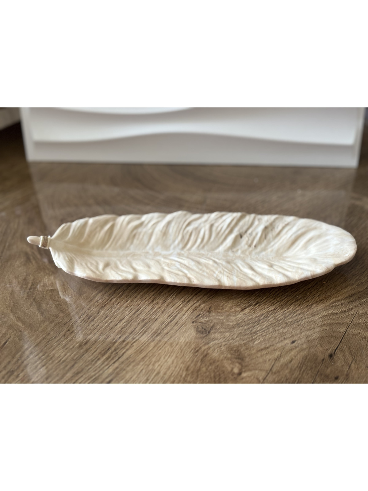 Vide-poche plume marbré beige