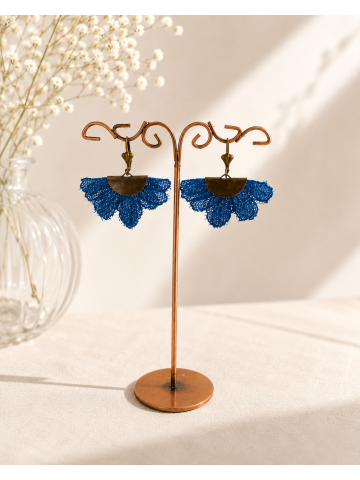 Boucles d’oreilles fleur bleue bohème chic – Bijoux romantiques légers