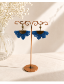 Boucles d’oreilles fleur bleue bohème chic – Bijoux romantiques légers