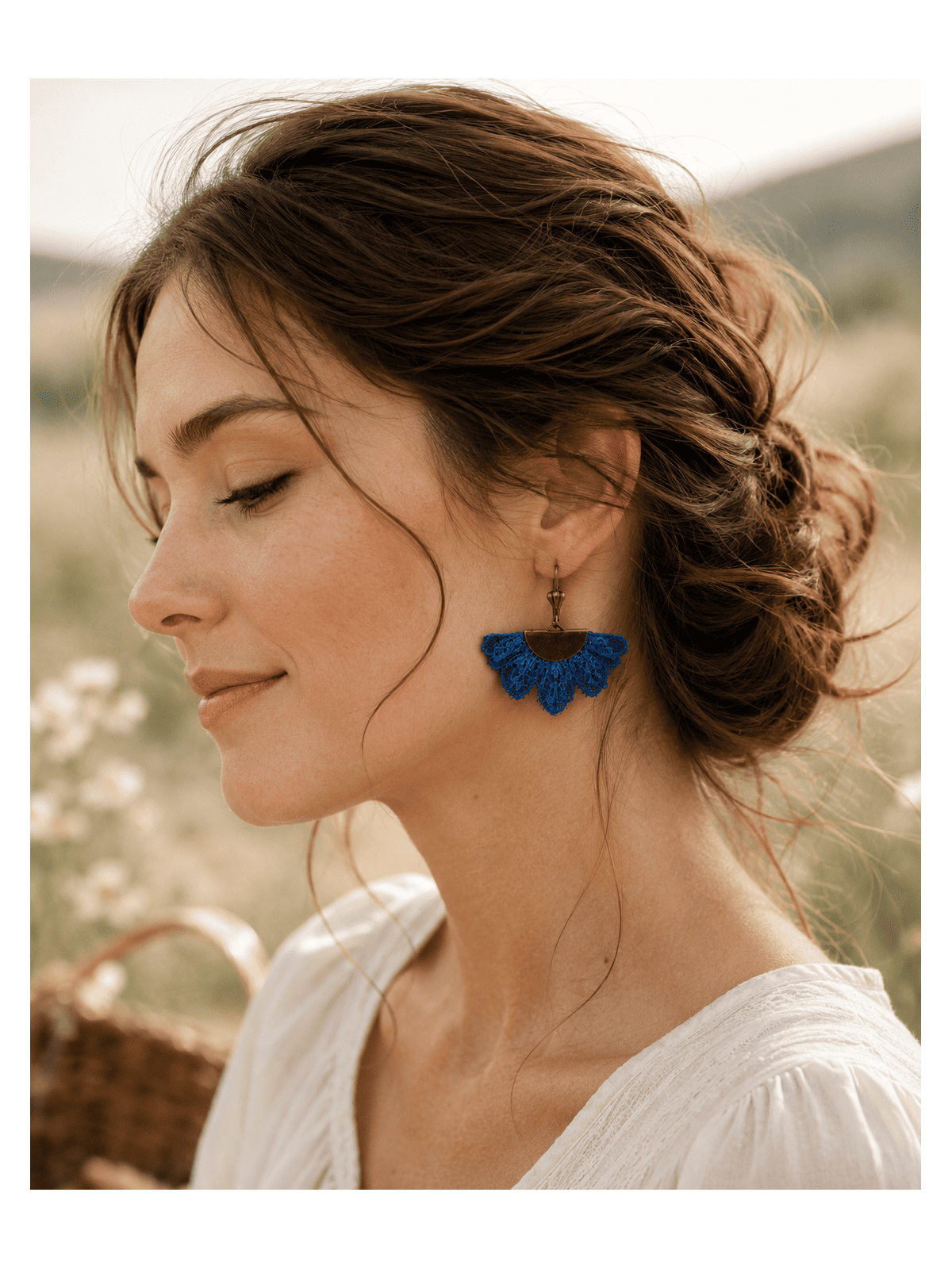 Boucles d’oreilles fleur bleue bohème chic – Bijoux romantiques légers