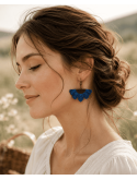 Boucles d’oreilles fleur bleue bohème chic – Bijoux romantiques légers
